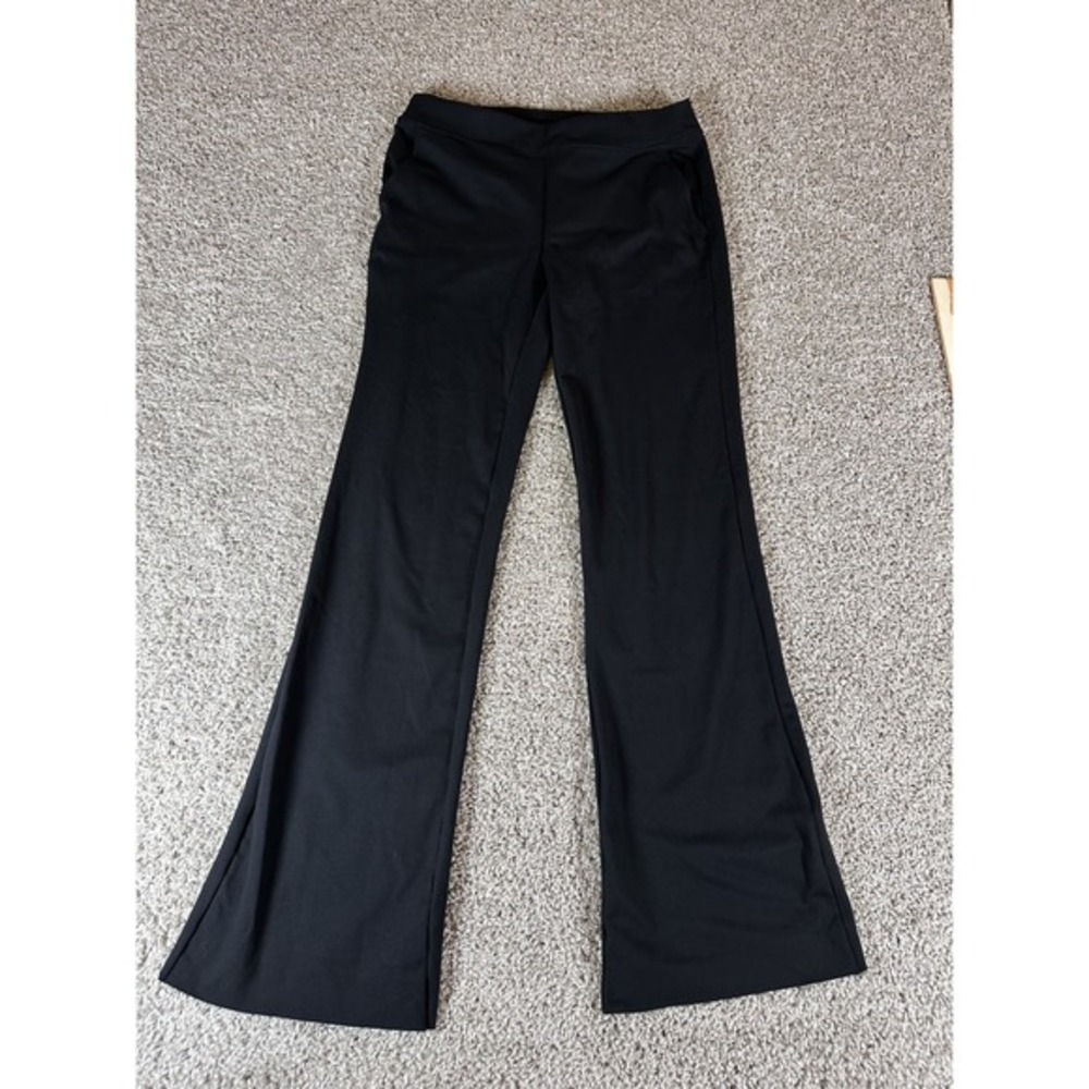 Women's‎ Wide Leg Activewear Pants Black Size L Stretch Pull On Whimsygoth